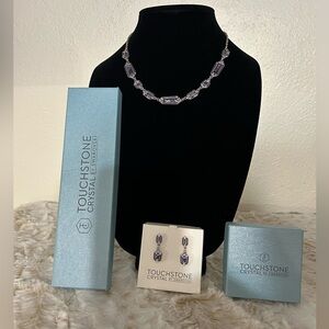 Touchstone Crystal Lavender-Purple Faceted Necklace with Matching Earrings